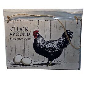 Double Sided Cluck Around & Butt Nuggets 12" X 8" Wooden Sign W Cord String New
